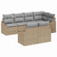 Havesofa Sæt med pude 7 pcs Beige og lys grå polyrattan