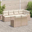 Havesofa Sæt med pude 7 pcs Beige og hvid polyrattan