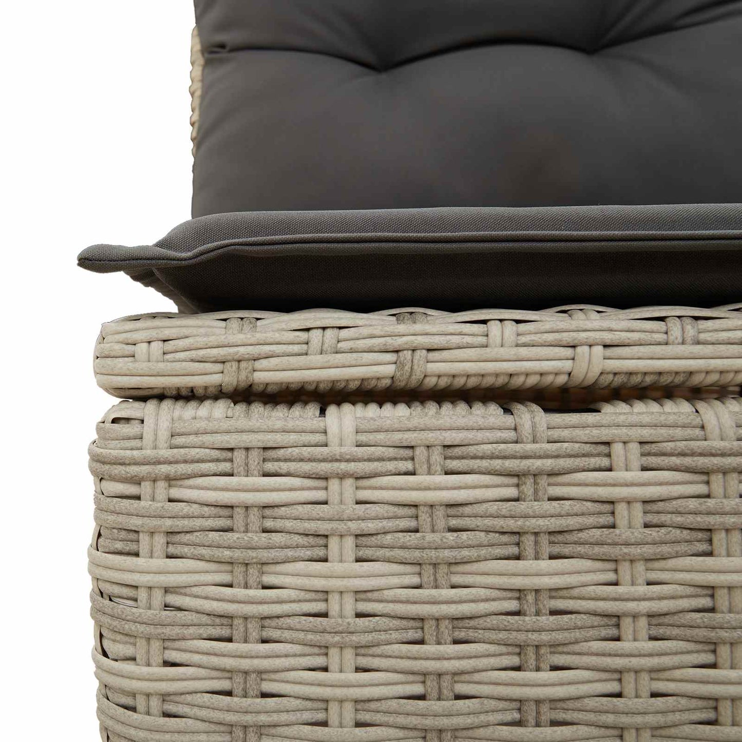 Havesofa Sæt med pude med opbevaring 7 pcs Lysegrå polyrattan