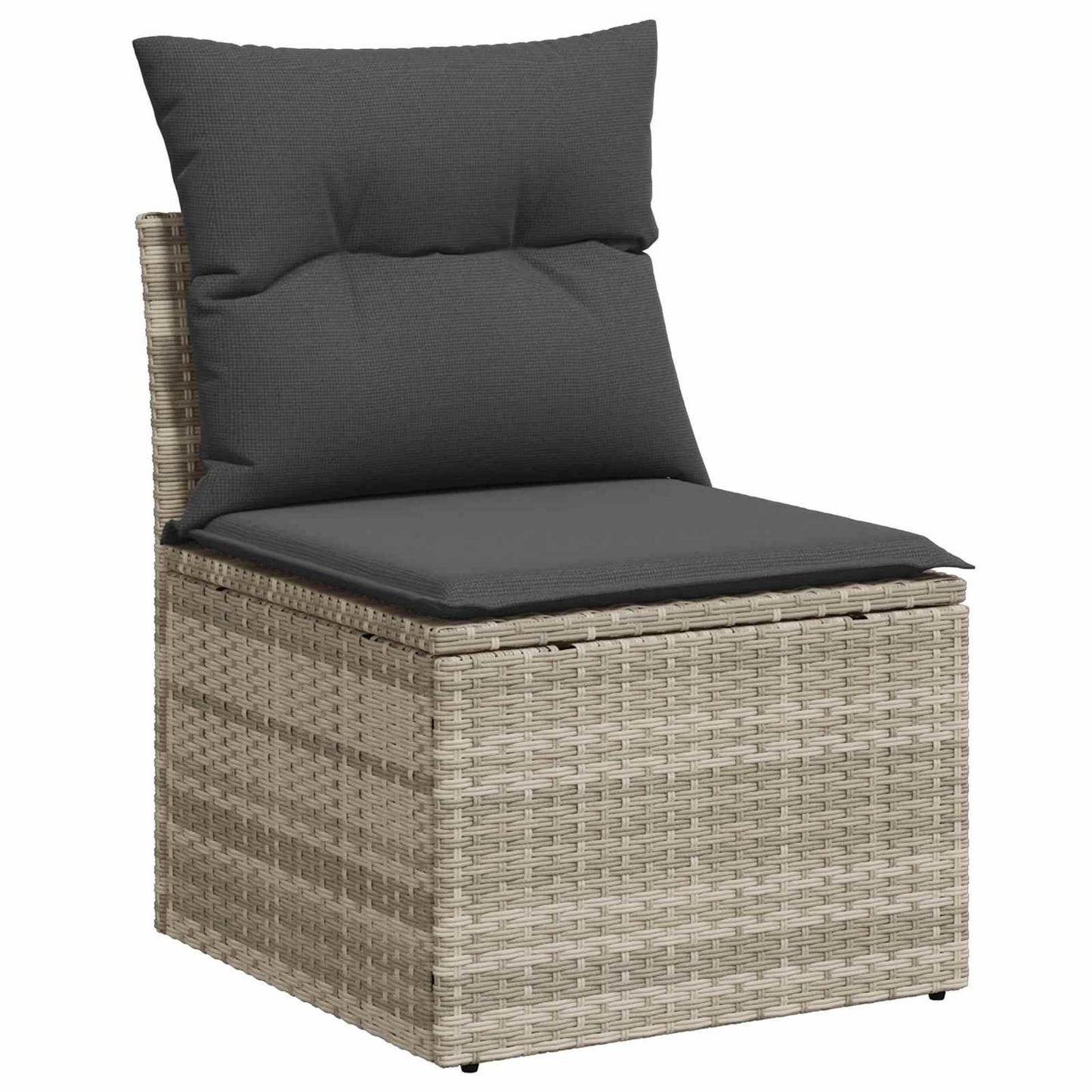 Havesofa Sæt med pude med opbevaring 7 pcs Lysegrå polyrattan