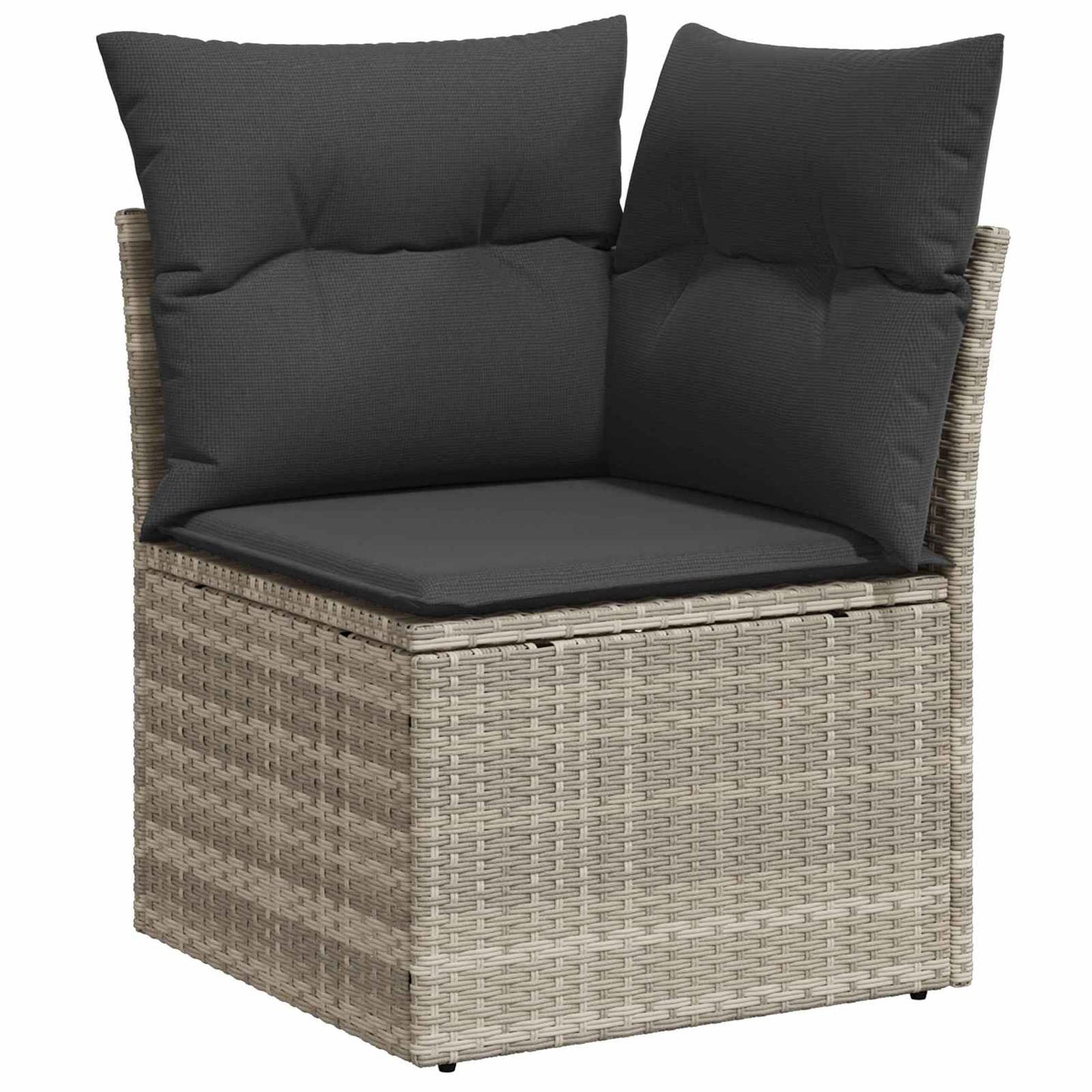 Havesofa Sæt med pude med opbevaring 7 pcs Lysegrå polyrattan