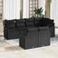 Havesofa Sæt med pude med opbevaring 7 pcs Sort polyrattan