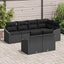 Havesofa Sæt med pude med opbevaring 7 pcs Sort polyrattan