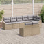 Havesofa Sæt med pude 8 pcs Beige og lys grå polyrattan