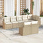 Havesofa Sæt med pude 8 pcs Beige og hvid polyrattan