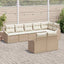 Havesofa Sæt med pude 8 pcs Beige og hvid polyrattan