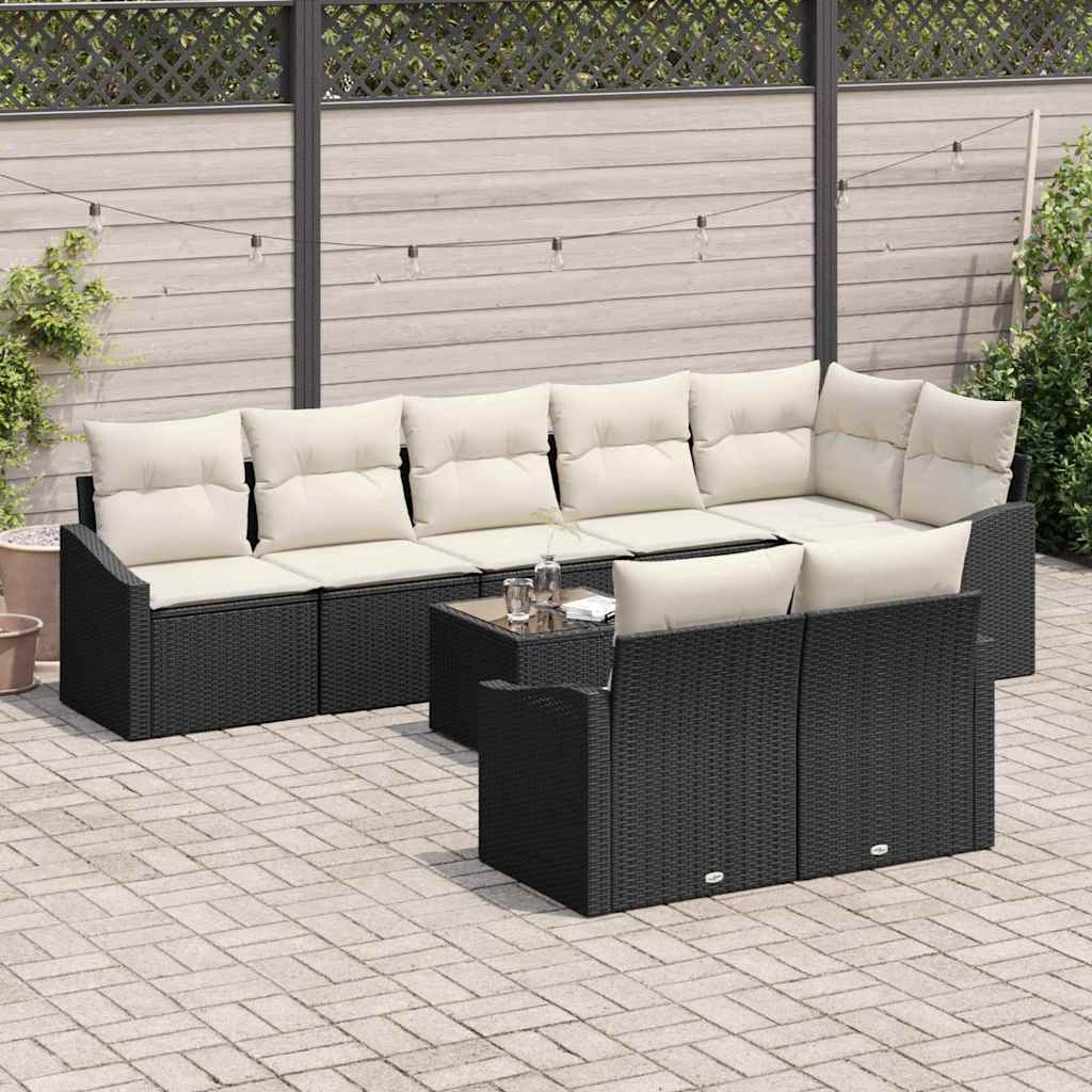 Havesofa Sæt med pude 9 pcs Brun og Creme polyrattan