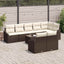 Havesofa Sæt med pude 9 pcs Brun og Creme polyrattan