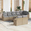 Havesofa Sæt med pude 9 pcs Beige og lys grå polyrattan