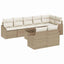 Havesofa Sæt med pude 9 pcs Beige og creme polyrattan
