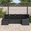 Have Spisebordssæt 6 pcs Sort Poly Rattan og pulverlakeret stål