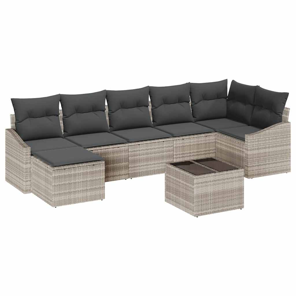 Havesofa Sæt 8 stk. Lysegrå polyrattan