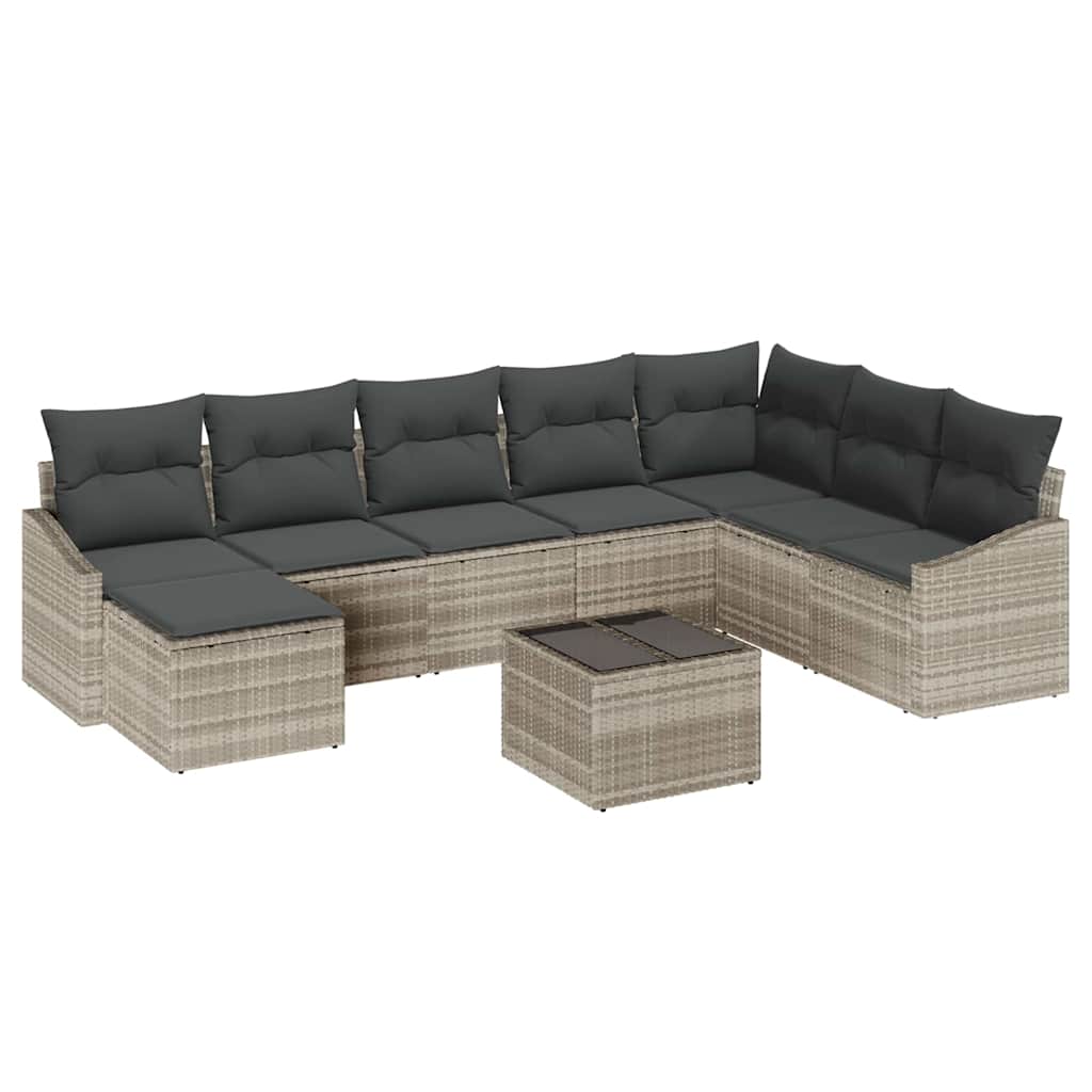 Havesofa Sæt 8 stk. Lysegrå polyrattan