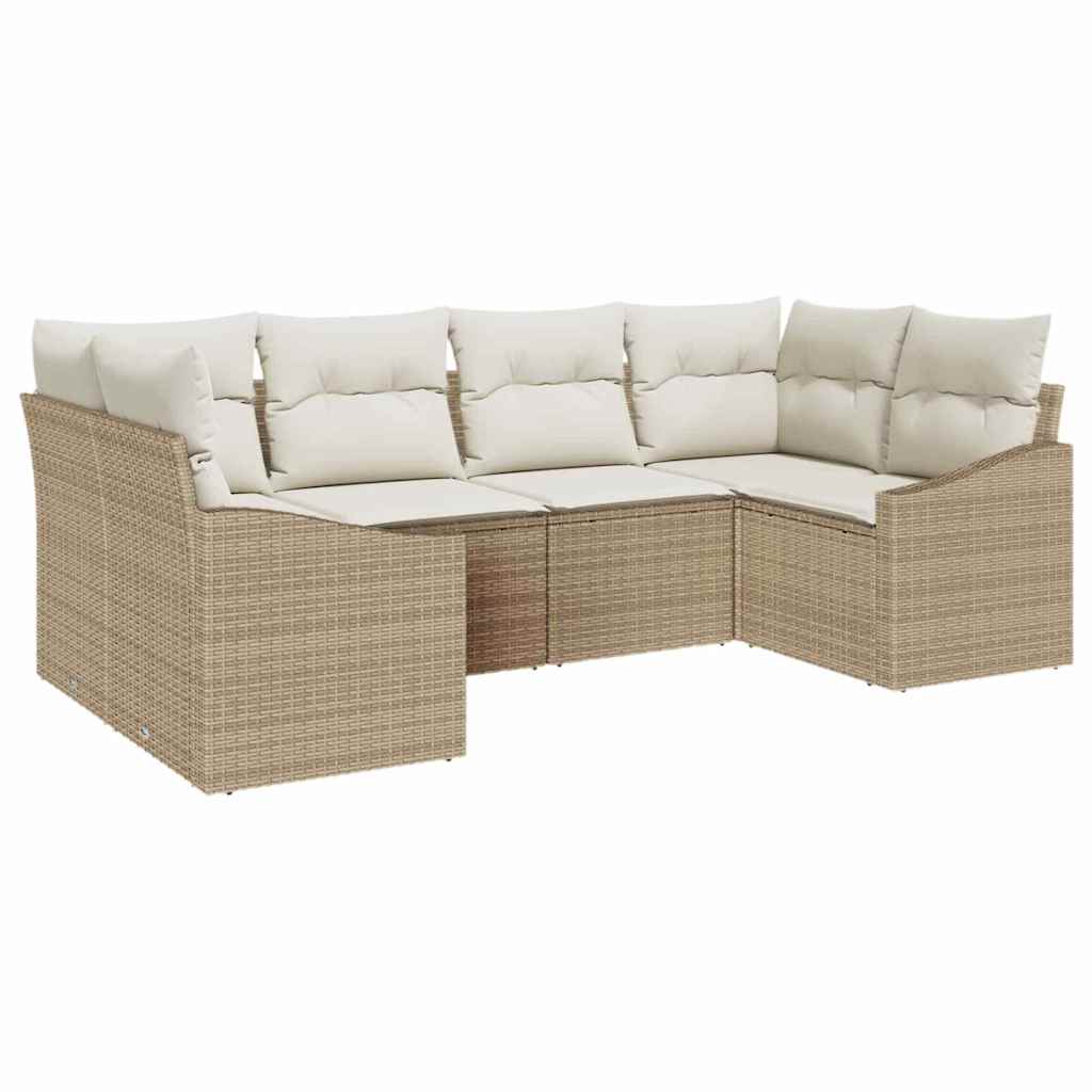 Havesofa Sæt med opbevaring 6 pcs Beige og creme polyrattan