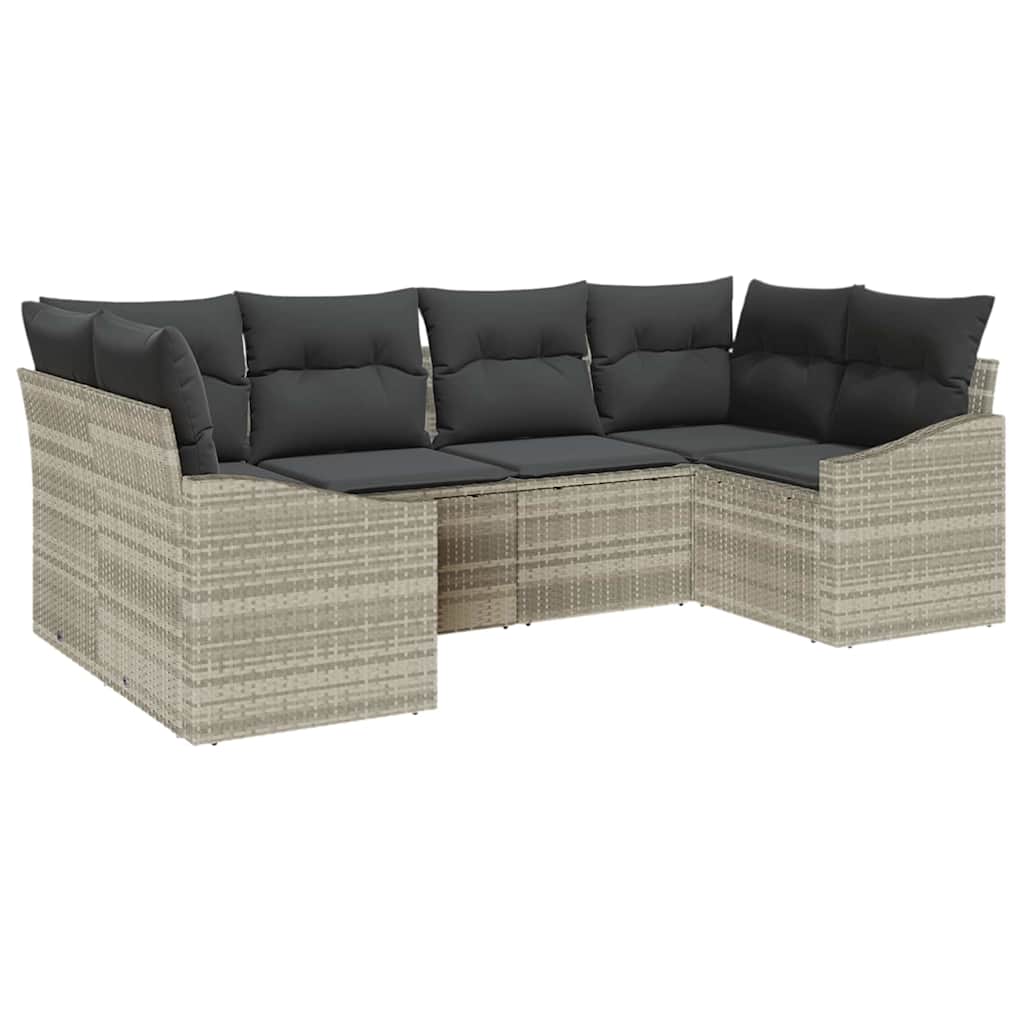 Havesofa Sæt 6 stk. Lysegrå polyrattan