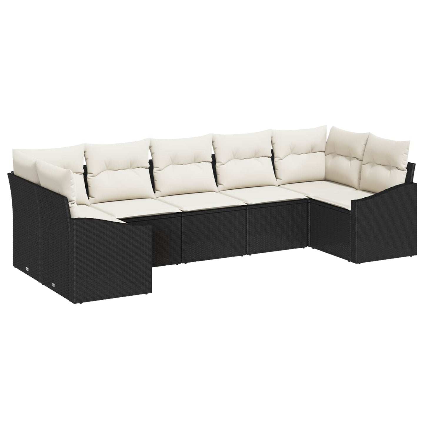 Havesofa Sæt med opbevaring 7 pcs Sort og Cream polyrattan