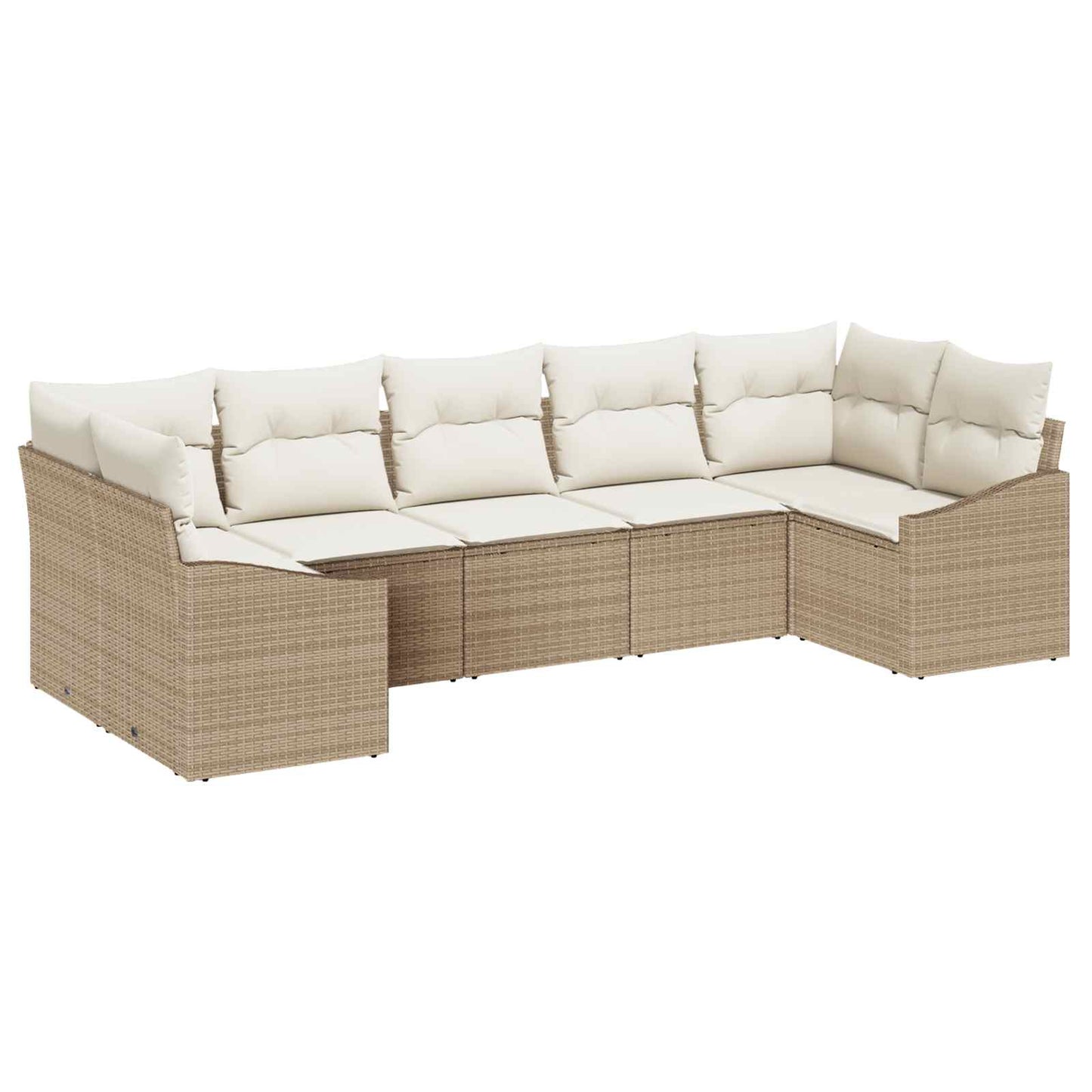 Havesofa Sæt med opbevaring 7 pcs Beige og creme polyrattan