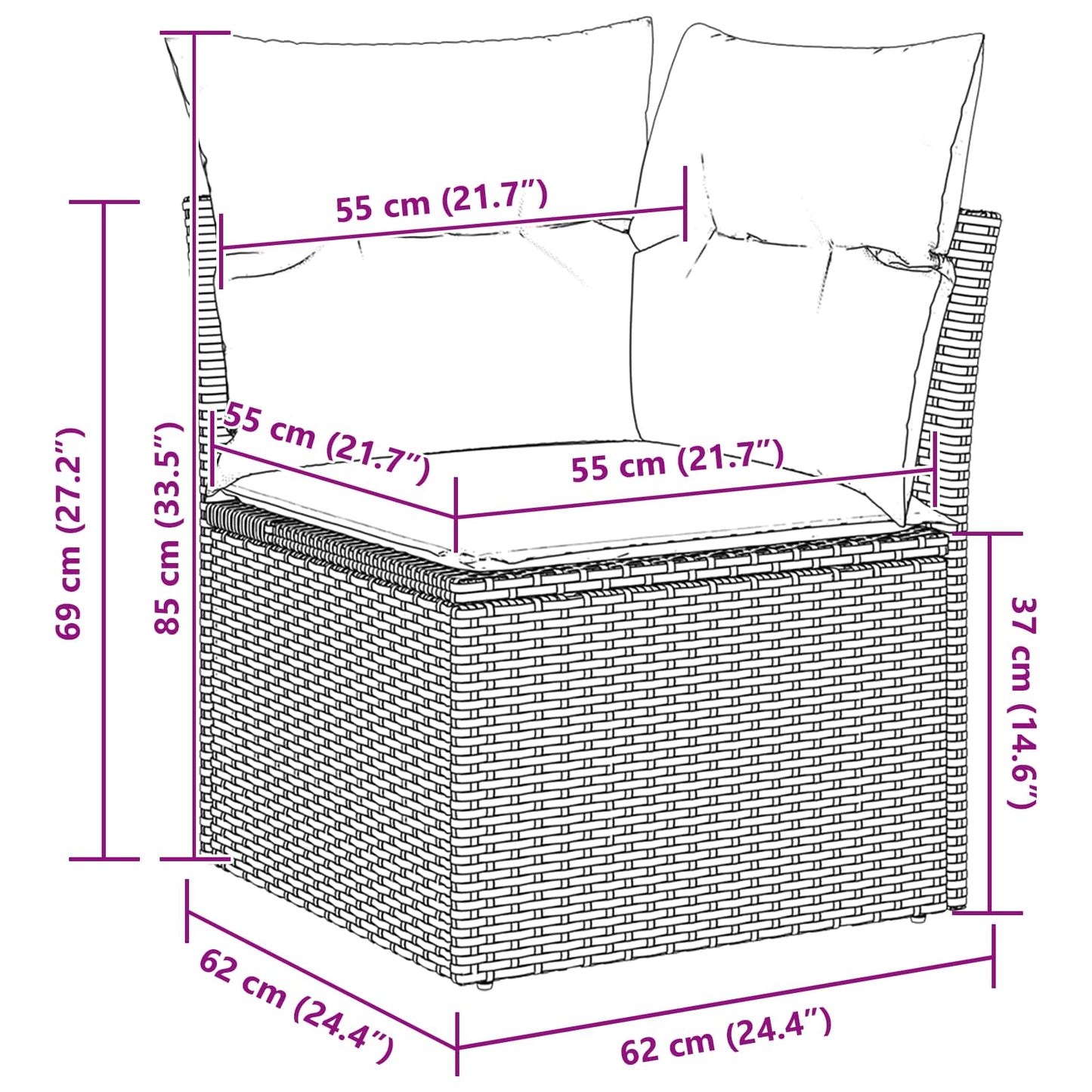 Havesofa Sæt med opbevaring 7 pcs Lysegrå polyrattan