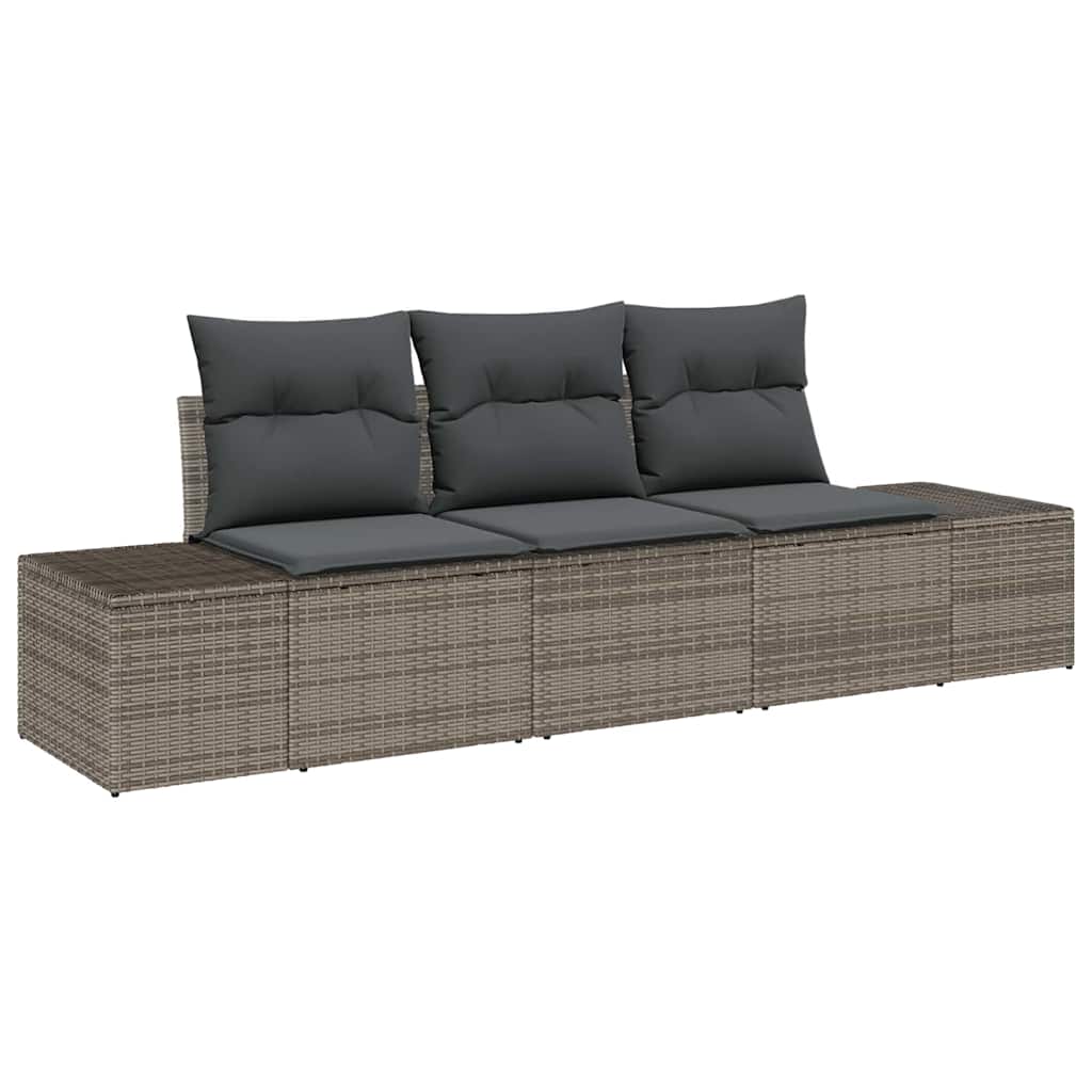 Havesofa Sæt med opbevaring 3 pcs Grå polyrattan