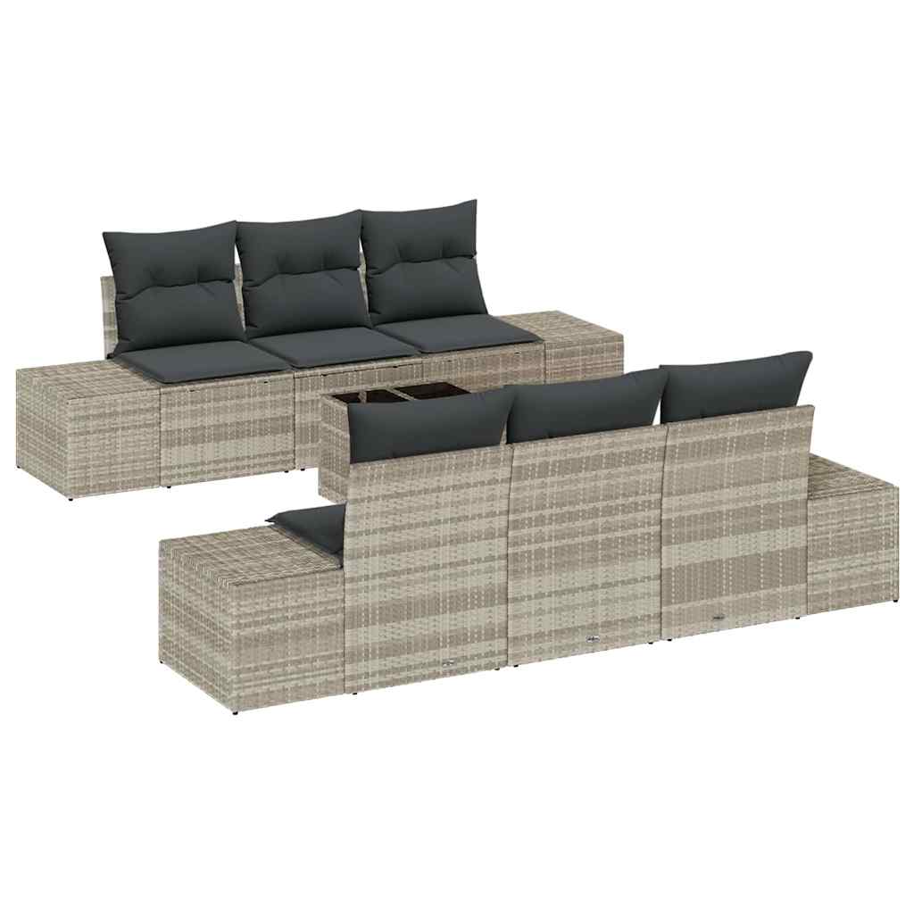 Havesofa Sæt med pude 8 pcs Lysegrå og mørkegrå polyrattan