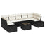 Havesofa Sæt med pude 8 pcs Sort og Cream polyrattan