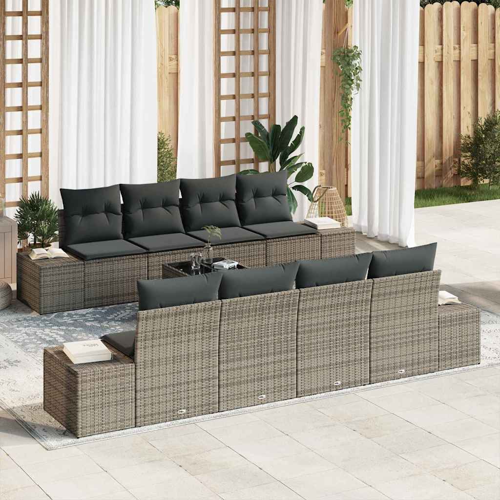 Havesofa Sæt 8 stk. Grå polyrattan