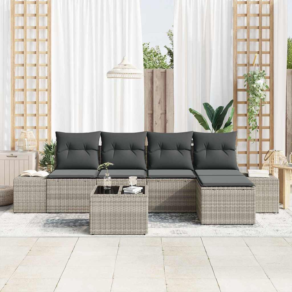 Havesofa Sæt 5 stk. Lysegrå polyrattan