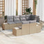 Havesofa Sæt med opbevaring 7 pcs Beige og lys grå polyrattan