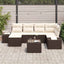 Havesofa Sæt med pude 6 pcs Brun og Creme polyrattan