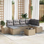 Havesofa Sæt med pude 6 pcs Beige og lys grå polyrattan