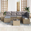 Havesofa Sæt med pude 6 pcs Beige og lys grå polyrattan