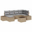 Havesofa Sæt med pude 6 pcs Beige og lys grå polyrattan