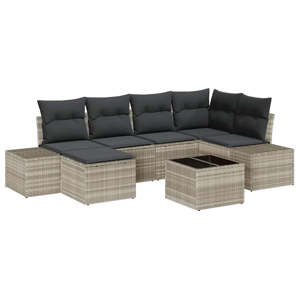 Havesofa Sæt 6 stk. Lysegrå polyrattan