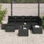 Havesofa Sæt med pude med opbevaring 6 pcs Sort polyrattan