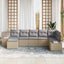 Havesofa Sæt med pude med opbevaring 7 pcs Beige polyrattan