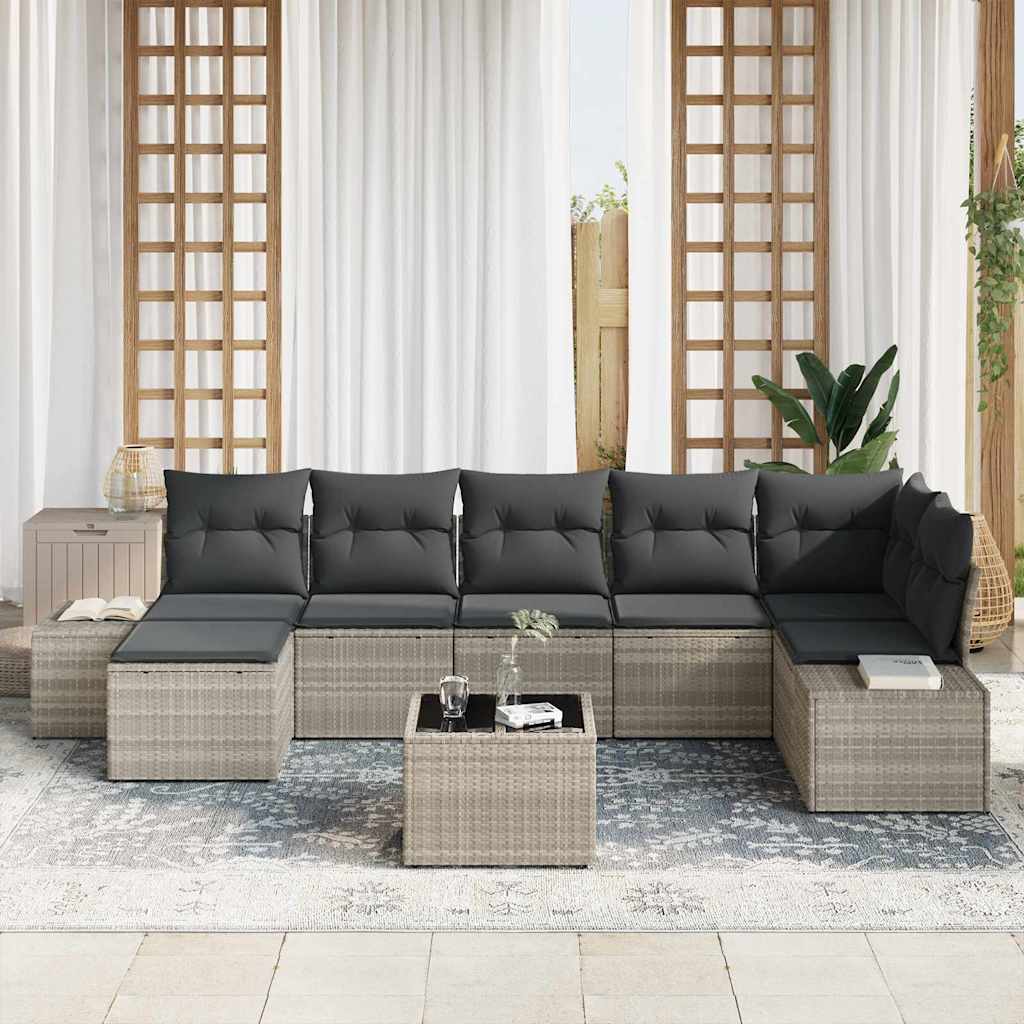 Havesofa Sæt 7 stk. Lysegrå polyrattan