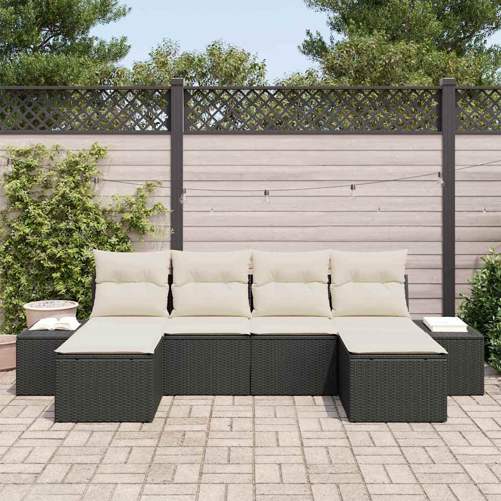 Havesofa Sæt 4 stk. Sort og Cream polyrattan