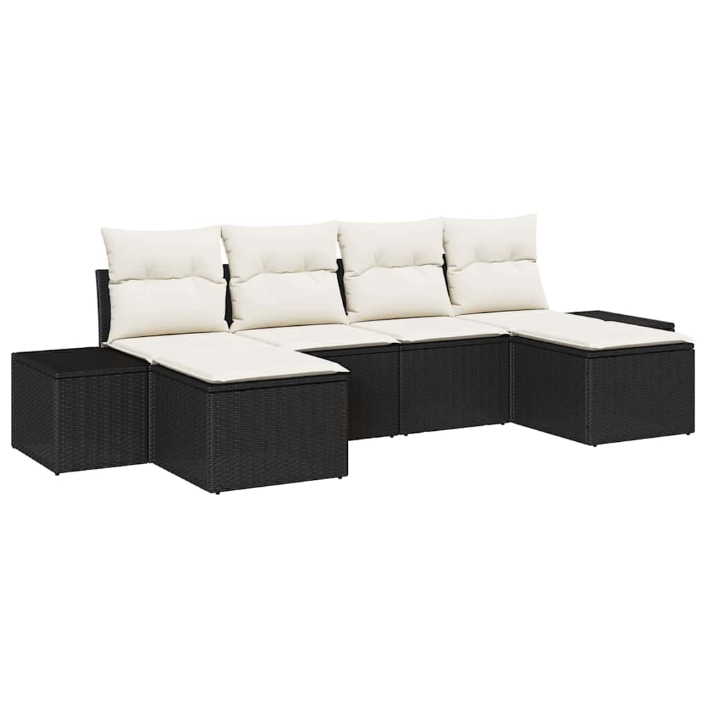 Havesofa Sæt 4 stk. Sort og Cream polyrattan