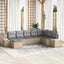 Havesofa Sæt med pude 8 pcs Beige og lys grå polyrattan