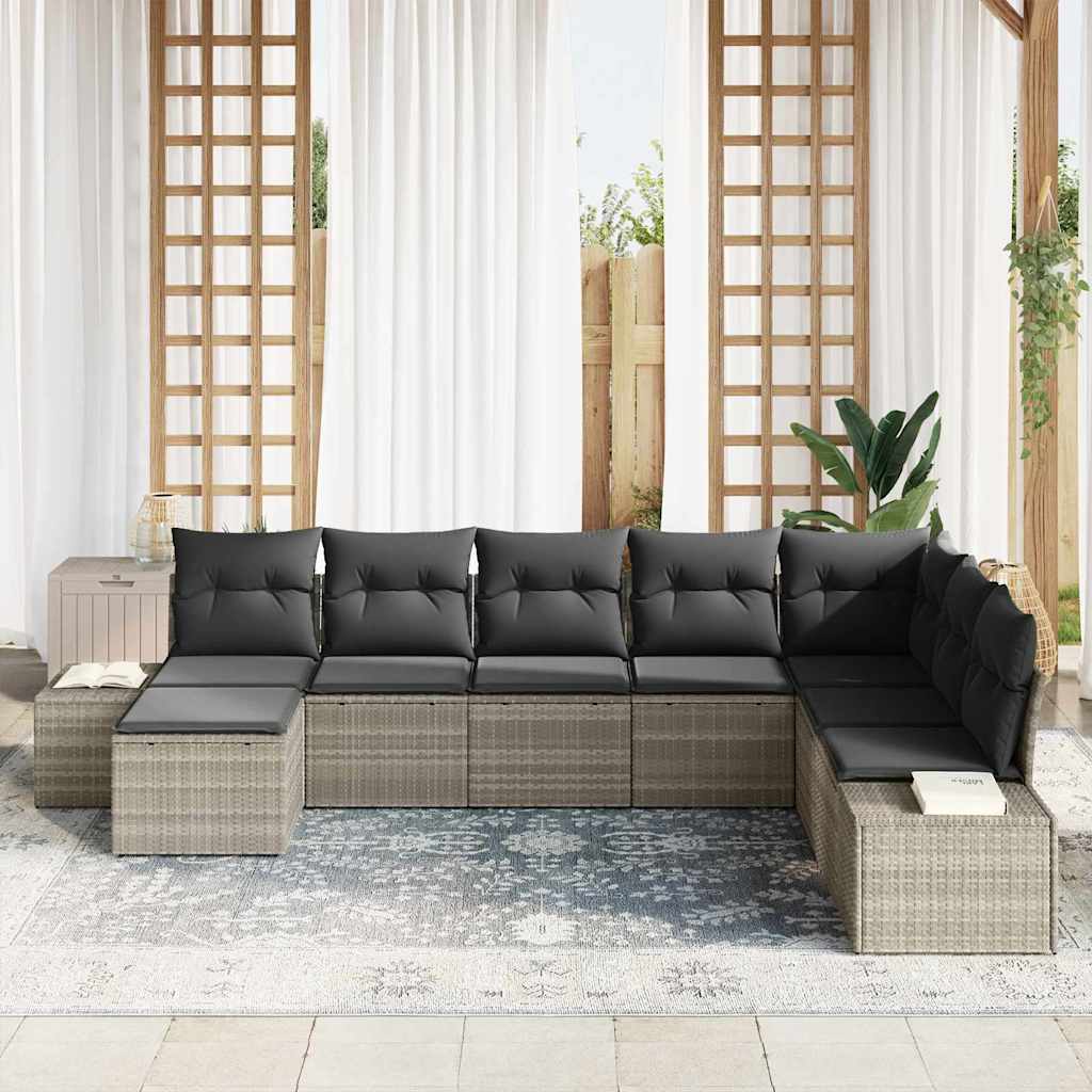 Havesofa Sæt 8 stk. Lysegrå polyrattan