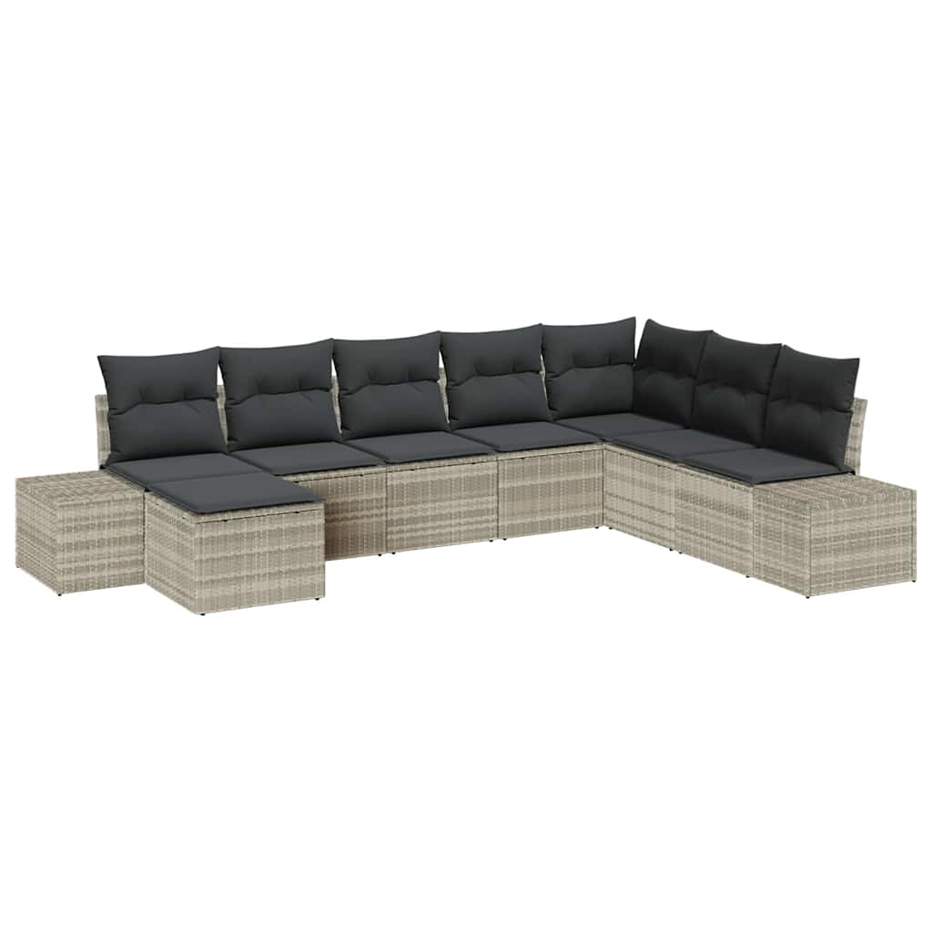 Havesofa Sæt 8 stk. Lysegrå polyrattan