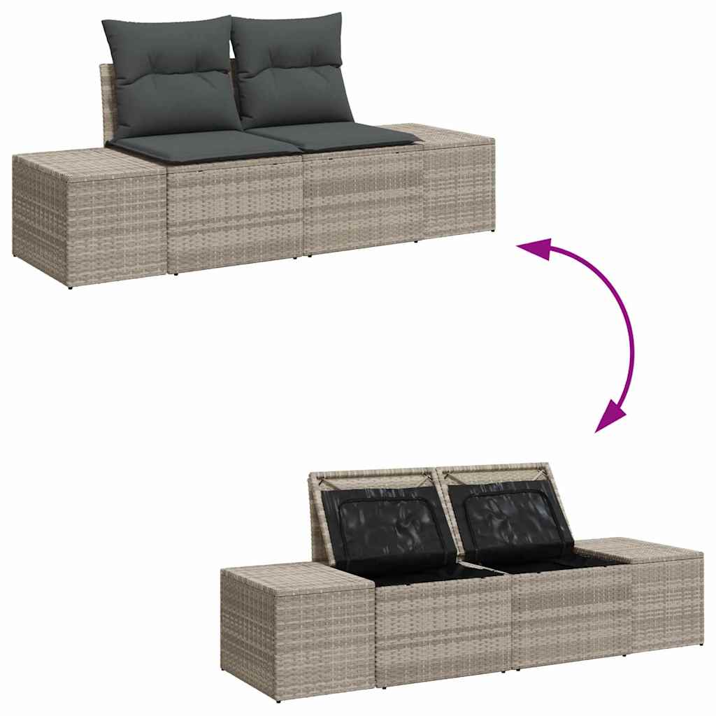 Havesofa Sæt 8 stk. Lysegrå polyrattan