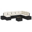 Havesofa Sæt 8 stk. Sort og Cream polyrattan