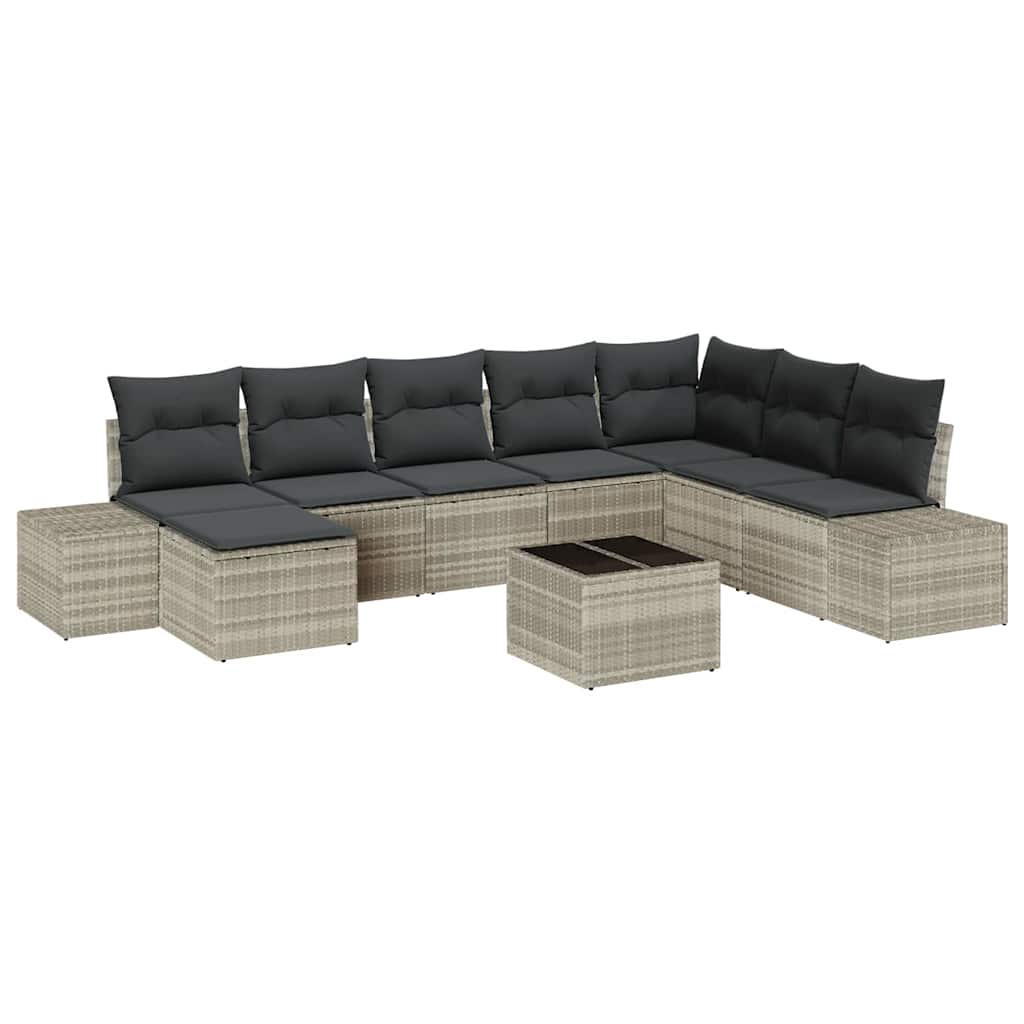 Havesofa Sæt 8 stk. Lysegrå polyrattan