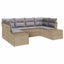 Havesofa Sæt med opbevaring 6 pcs Beige og lys grå Poly rattan