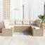 Havesofa Sæt med opbevaring 6 pcs Beige og creme Poly rattan