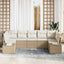 Havesofa Sæt med opbevaring 7 pcs Beige og creme Poly rattan