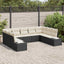 Havesofa Sæt med pude 9 pcs Sort og Cream Polyrattan