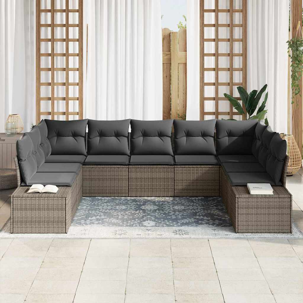 Havesofa Sæt 9 stk. 8-Antal sæder Grå Polyrattan