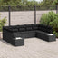 Havesofa Sæt med pude 9 pcs Sort Polyrattan